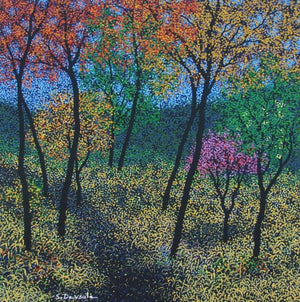 Landscape acrylic painting titled 'Landscape 10', 18x18 inches, by artist Sanjay Devsale on Canvas