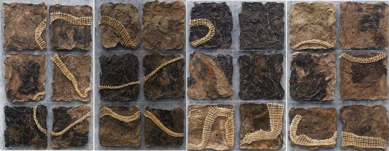 Abstract mixed media painting titled 'Landscape 2', 8x8 inches, by artist Intaz Ansari on Paper Pulp