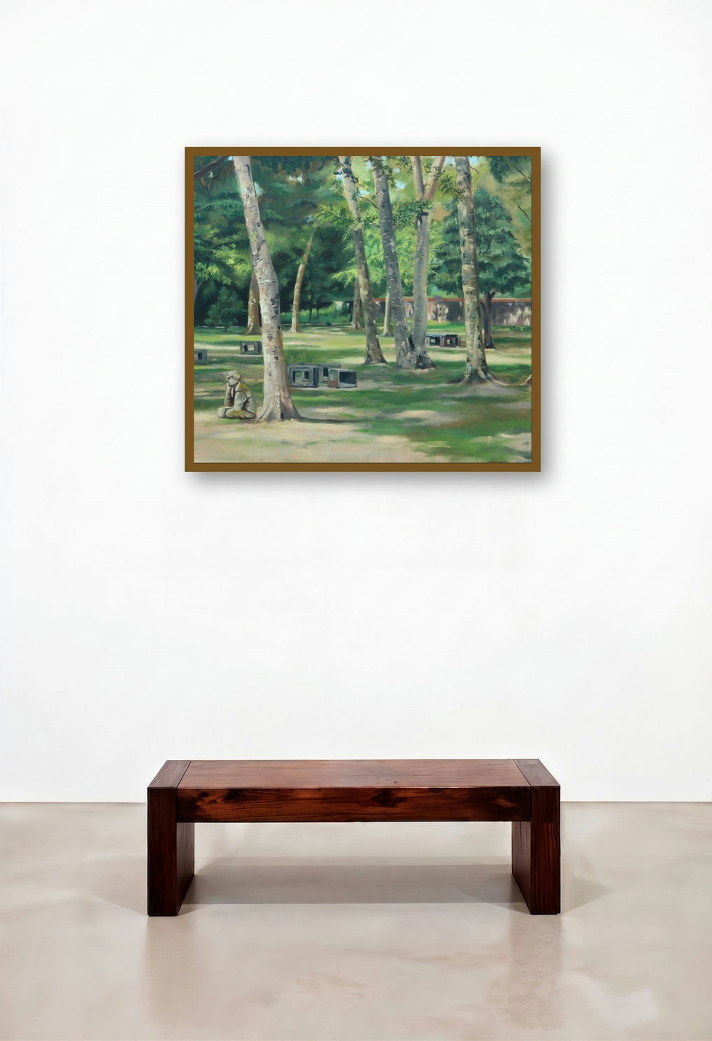 Landscape 2 (Tranquil Grove) by artist Kulwinder Singh displayed in a Contemporary Library