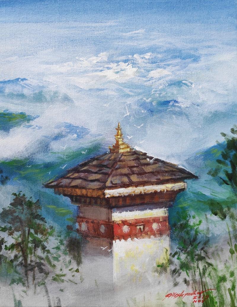 Landscape acrylic painting titled 'Landscape 2', 20x14 inches, by artist Ritesh Jadhav on Canvas