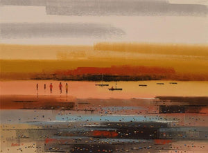 Landscape acrylic painting titled 'Landscape 3', 36x48 inches, by artist Reba Mandal on Canvas