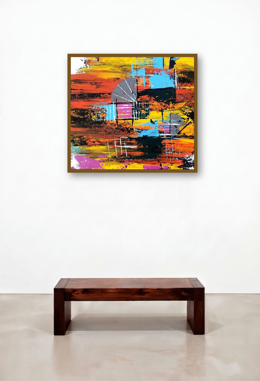 Landscape 3 (Untitled) by artist Rasid Pathan displayed in a Mid-Century Modern Foyer
