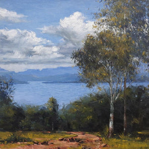 Landscape oil painting titled 'Landscape 3', 24x24 inches, by artist Suraj Lohar on Canvas