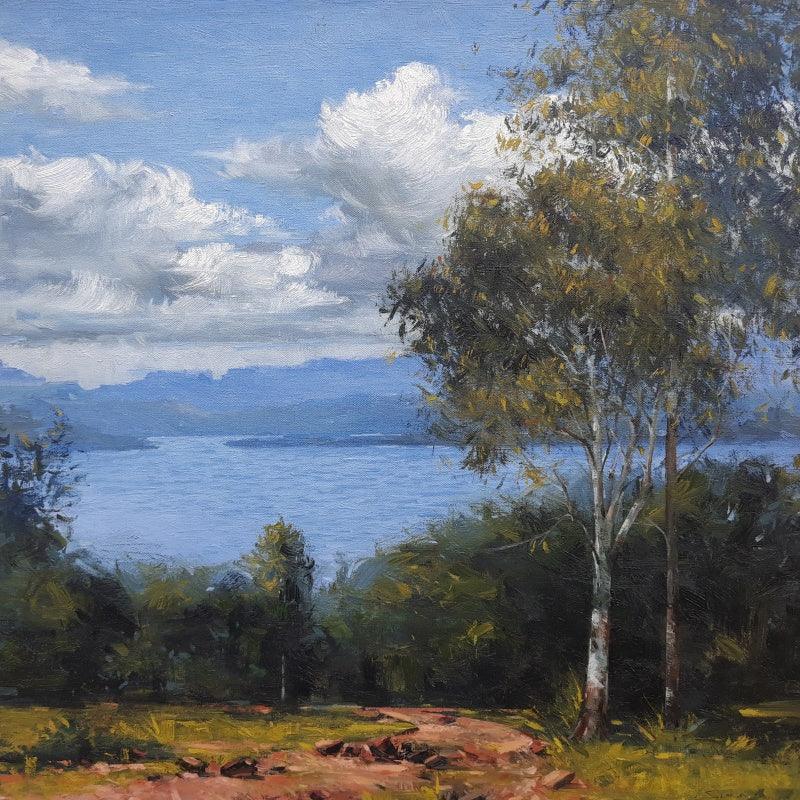 Landscape oil painting titled 'Landscape 3', 24x24 inches, by artist Suraj Lohar on Canvas