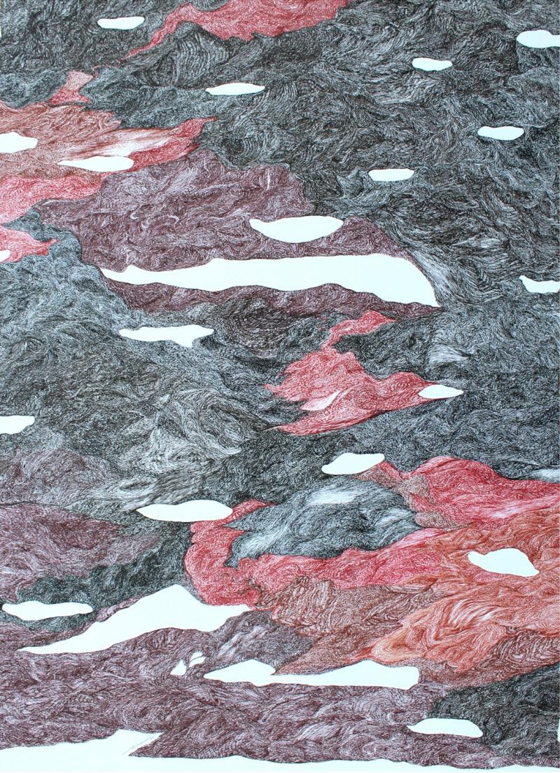 contemporary pen ink drawing titled 'Landscape 3', 28x21 inches, by artist Appalachari Chalapaka on Paper