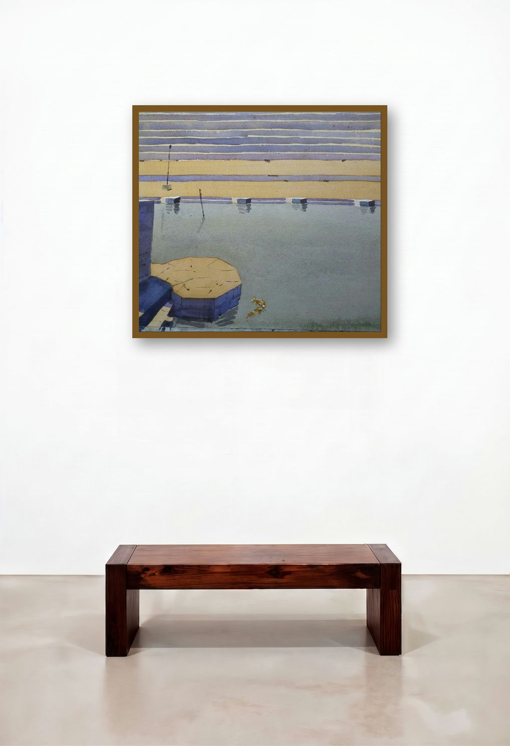 Landscape 6 (Abstract Cityscape Reflection) by artist Surendra Jagtap displayed in a Contemporary Dining Room