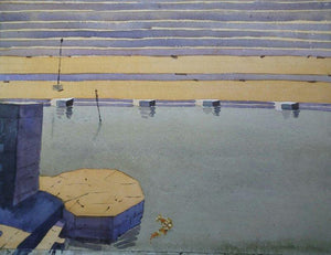 Nature watercolor painting titled 'Landscape 6', 11x14 inches, by artist Surendra Jagtap on Paper