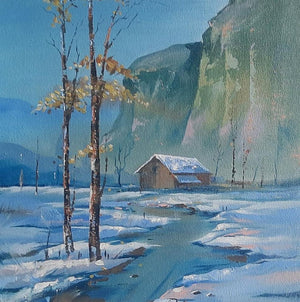Landscape oil painting titled 'Landscape 6', 12x12 inches, by artist Shankar Zunjarrao on Canvas