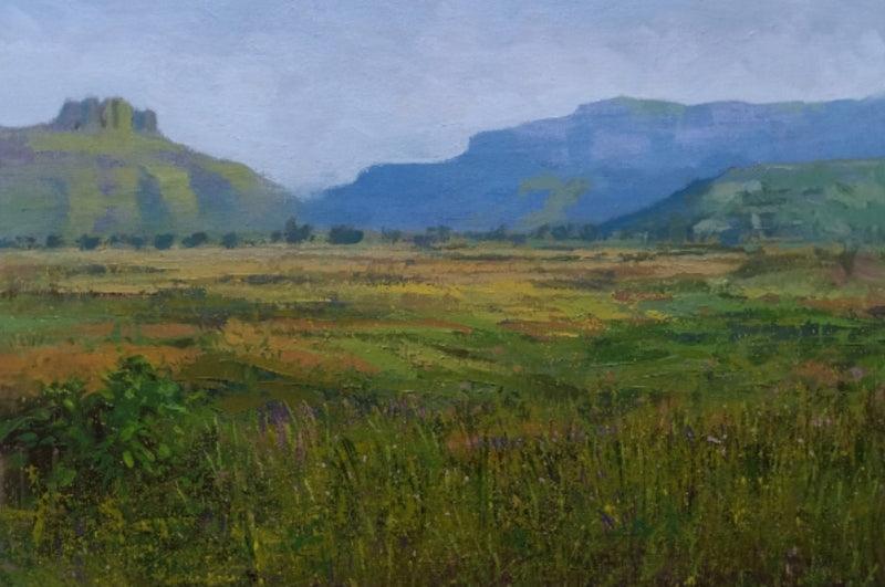 Nature acrylic painting titled 'Landscape 6', 18x24 inches, by artist Suresh Jangid on Canvas