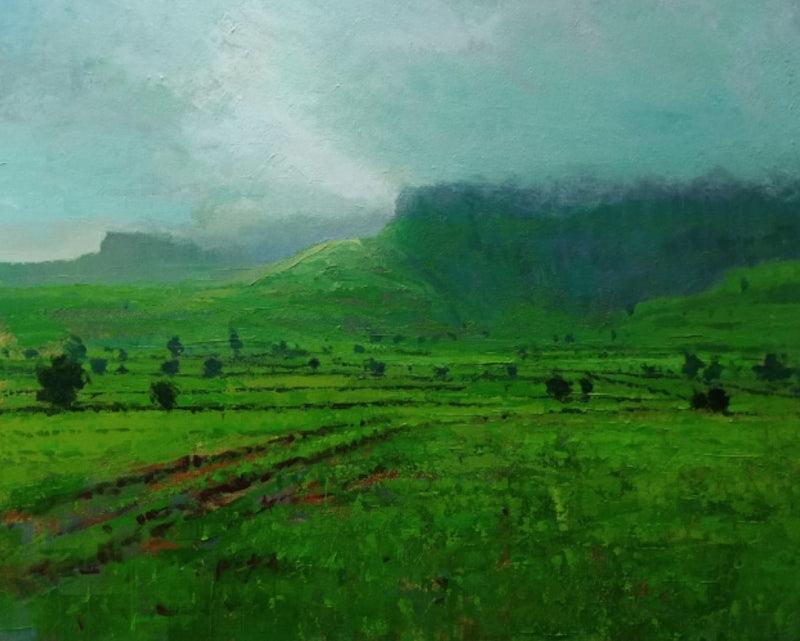 Nature acrylic painting titled 'Landscape 7', 20x22 inches, by artist Suresh Jangid on Canvas