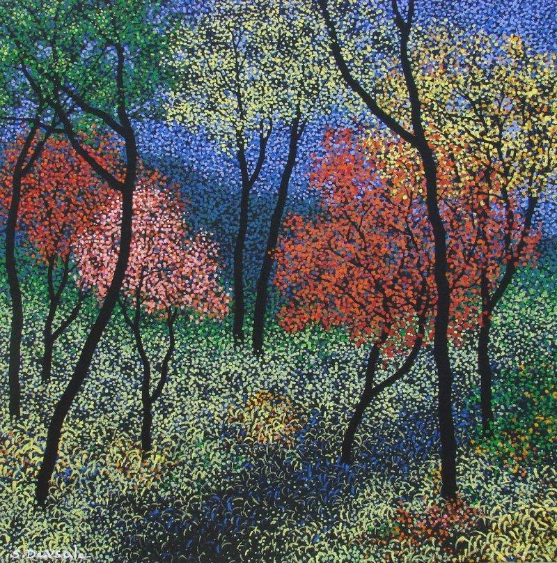 Landscape acrylic painting titled 'Landscape 9', 18x18 inches, by artist Sanjay Devsale on Canvas