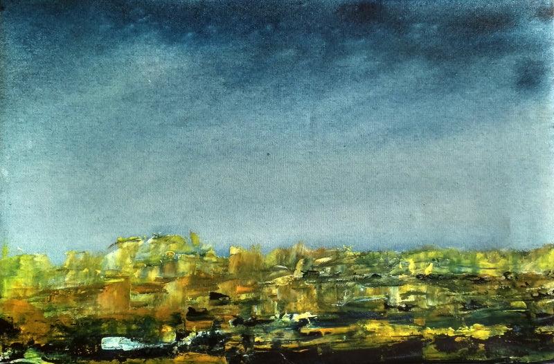 Abstract acrylic painting titled 'Landscape', 12x18 inches, by artist Anamika S on Canvas
