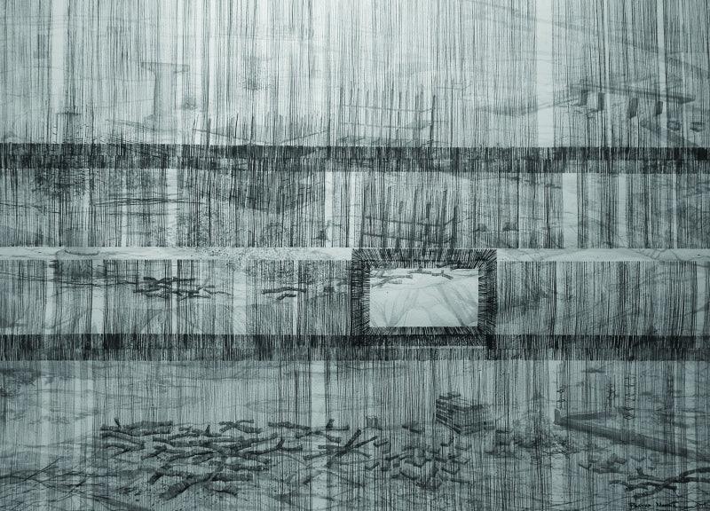 Abstract watercolor painting titled 'Landscape', 30x39 inches, by artist Pratap Manna on Acid Paper