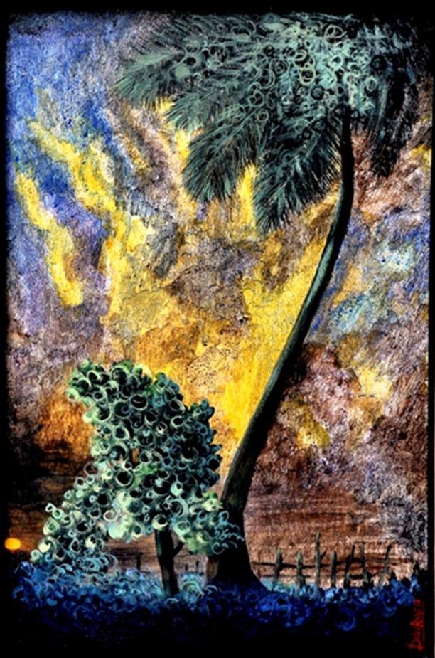 Landscape acrylic painting titled 'Landscape I', 30x20 inches, by artist DEVIRANI DASGUPTA on Canvas