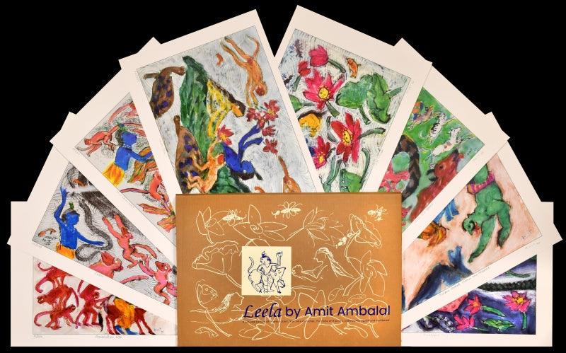 Religious serigraphs painting titled 'Leela', 14x20 inches, by artist Amit Ambalal on Paper