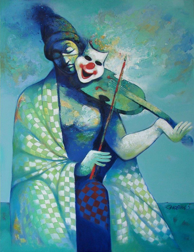 Figurative acrylic painting titled 'Life 2', 36x48 inches, by artist Navnath Chobhe on Canvas