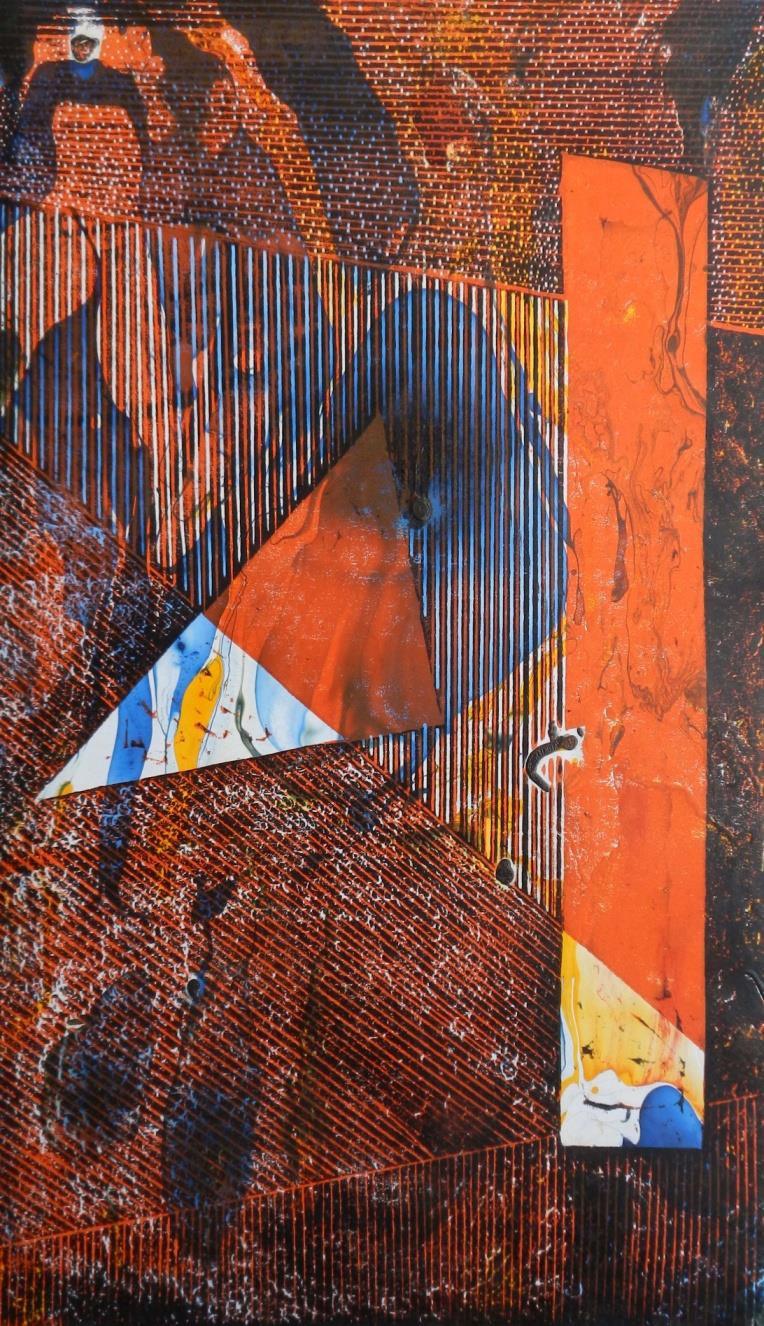 Abstract printmaking titled 'Life 5', 14x12 inches, by artist Radhika Barve on Paper