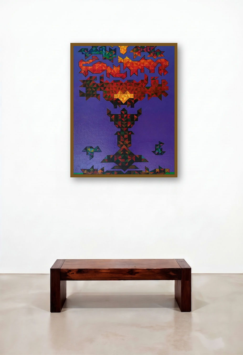 Life 6 (Tree of Life: Cosmic Awakening) by artist Madhukar Munde displayed in a Rustic Hallway