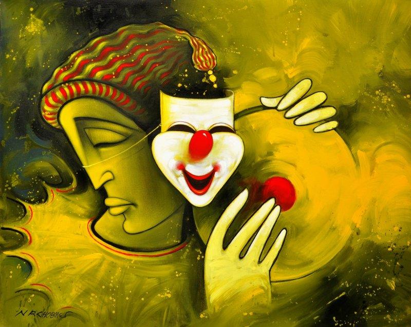 Figurative acrylic painting titled 'Life', 30x24 inches, by artist Navnath Chobhe on Canvas