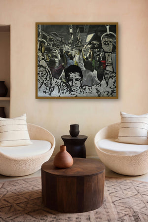 Local (Rhythms of the Rails) by artist Ajit Deswandikar displayed in a Modern gallery