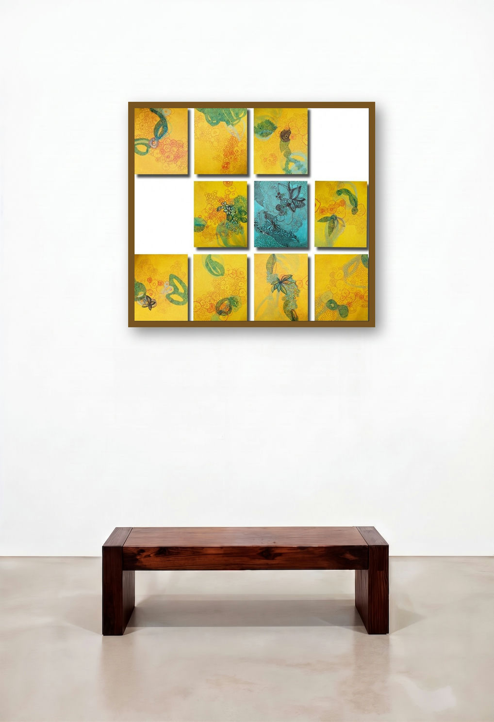 Lockdown (Harmonious Tapestry) by artist Vanchha Dixit displayed in a Contemporary Family Room