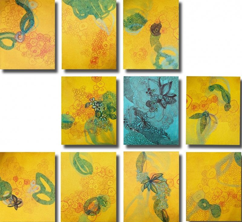 Abstract mixed media painting titled 'Lockdown', 10x8 inches, by artist Vanchha Dixit on Canvas