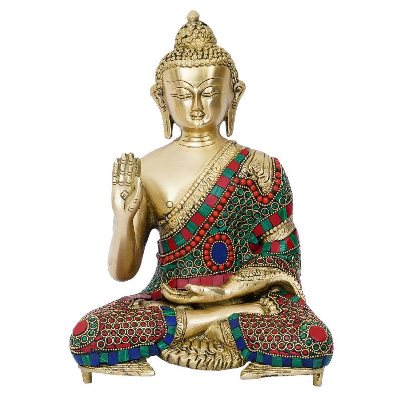 Religious handicraft titled 'Lord Buddha', 11x8x6 inches, by artist Brass Handicrafts on Brass