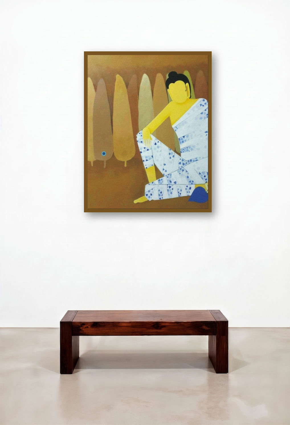 Lord Buddha (Pensive Buddha) by artist Sujit Giram displayed in a Designer Family Room