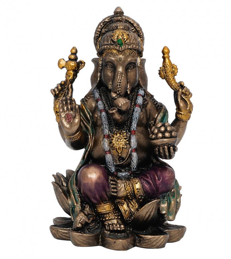 Religious handicraft titled 'Lord Ganesha', 4x2x2 inches, by artist Brass Handicrafts on Polyresin, Bronze