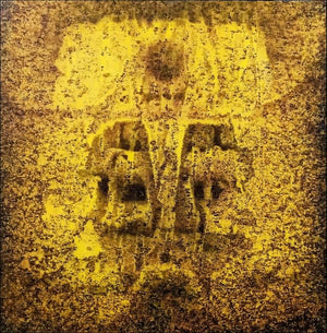 Religious acrylic painting titled 'Lord Ganesha', 18x18 inches, by artist Ajay Meshram on Canvas