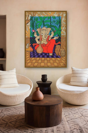 Lord Ganesha (Divine Melody) by artist Chetan Katigar displayed in a Museum Style gallery