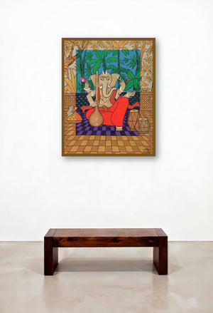 Lord Ganesha (Divine Melody) by artist Chetan Katigar displayed in a Minimalist Penthouse