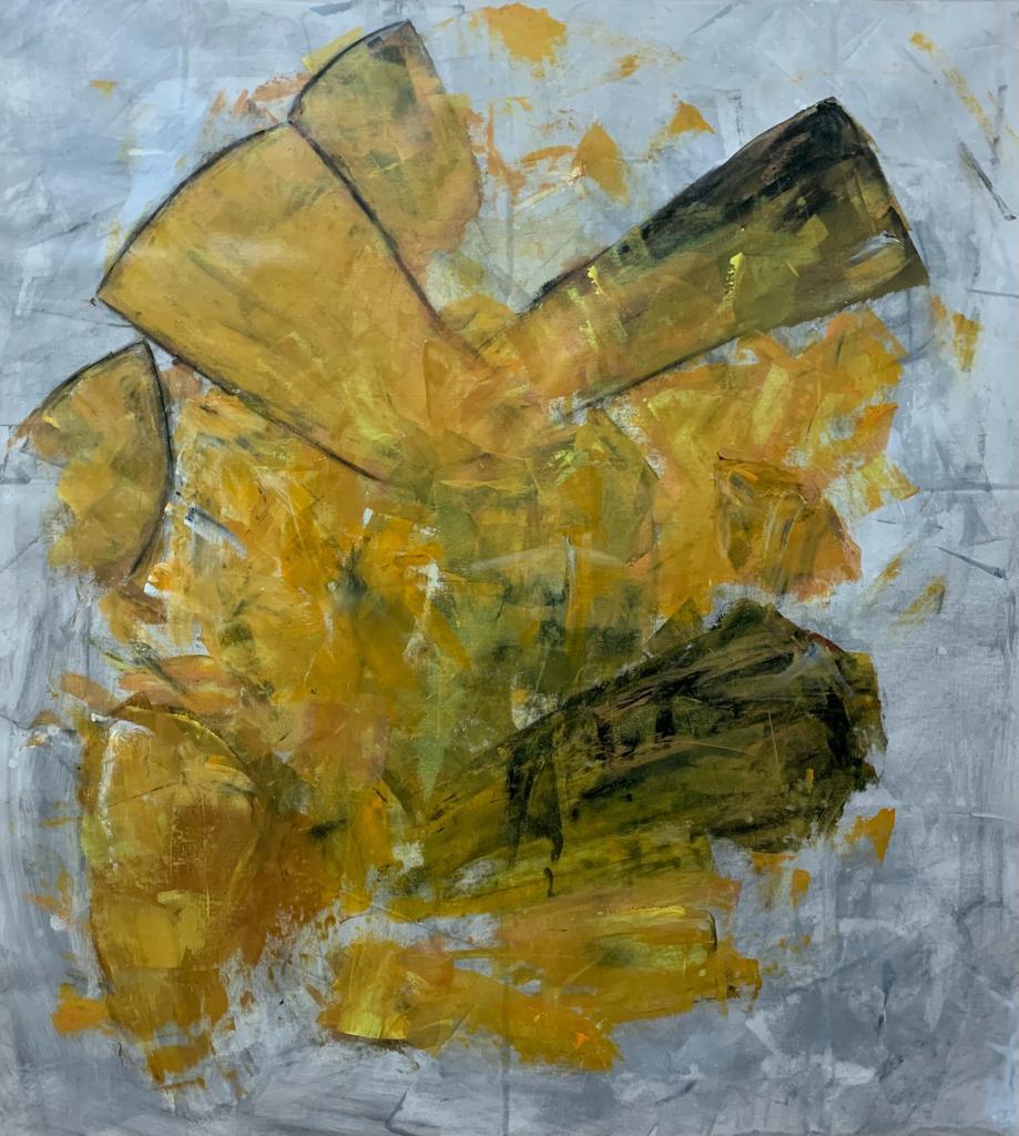 Religious acrylic painting titled 'Lord Ganesha', 42x38 inches, by artist Amit Pithadia on Canvas