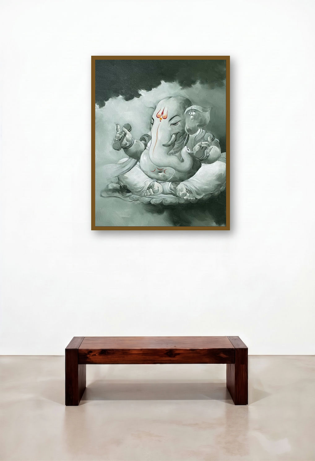 Lord Ganesha (Tranquil Power) by artist Namdev M Patil displayed in a Transitional Penthouse