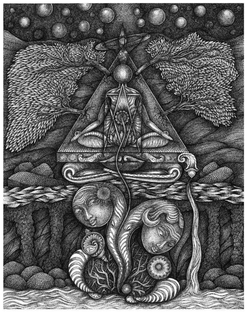 Religious pen ink drawing titled 'Lord Shiva', 15x12 inches, by artist V Vasandan on Paper