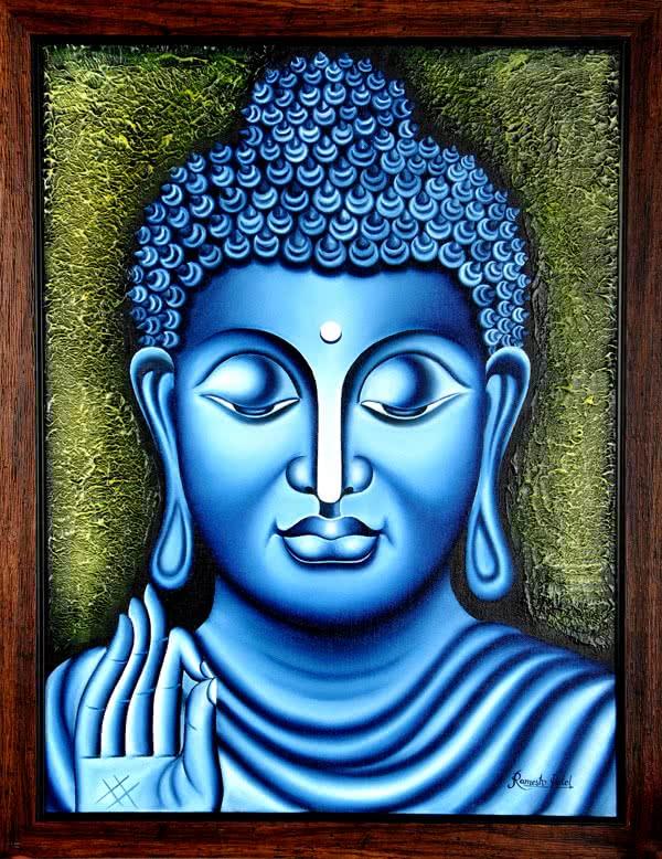 Figurative oil painting titled 'Lord buddha Painting Figurative Ind', 18x24 inches, by artist Ramesh on Canvas
