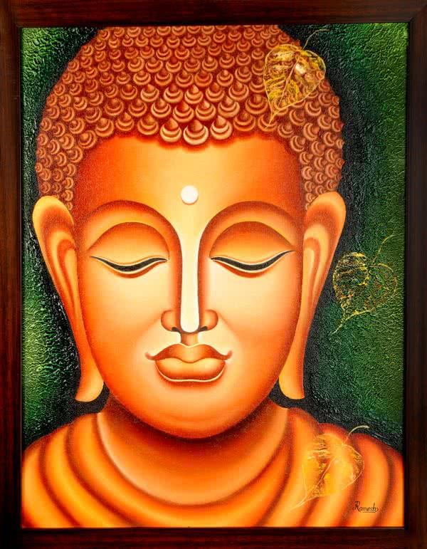 Figurative oil painting titled 'Lord buddha Painting Figurative Ind', 18x24 inches, by artist Ramesh on Canvas