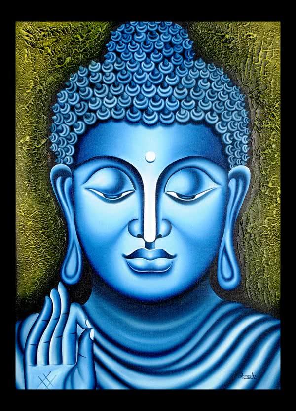 Figurative oil painting titled 'Lord buddha Painting Figurative Ind', 18x24 inches, by artist Ramesh on Canvas
