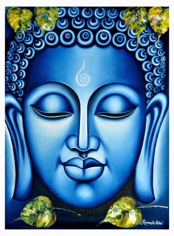 Figurative oil painting titled 'Lord buddha Painting Figurative Ind', 18x24 inches, by artist Ramesh on Canvas