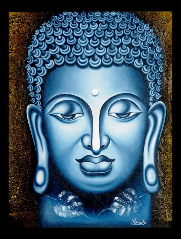 Figurative oil painting titled 'Lord buddha Painting Figurative Ind', 18x24 inches, by artist Ramesh on Canvas