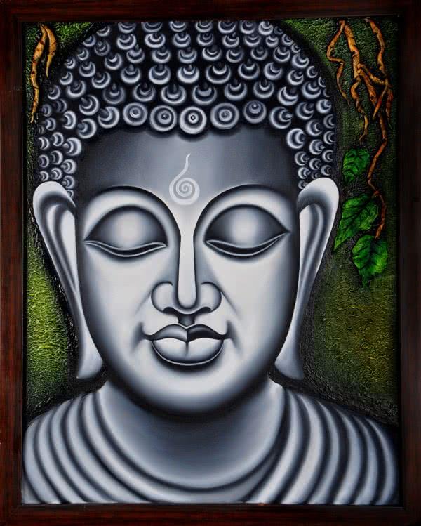 Figurative oil painting titled 'Lord buddha Painting Figurative Ind', 18x24 inches, by artist Ramesh on Canvas