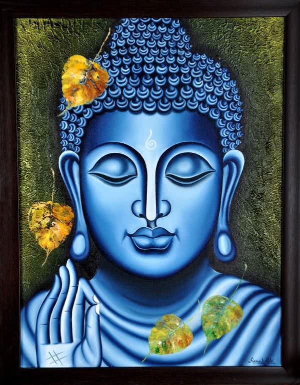 Figurative oil painting titled 'Lord buddha Painting Figurative Ind', 18x24 inches, by artist Ramesh on Canvas