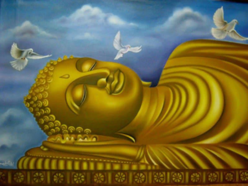 Figurative oil painting titled 'Lord buddha painting', 40x30 inches, by artist Ramesh on Canvas