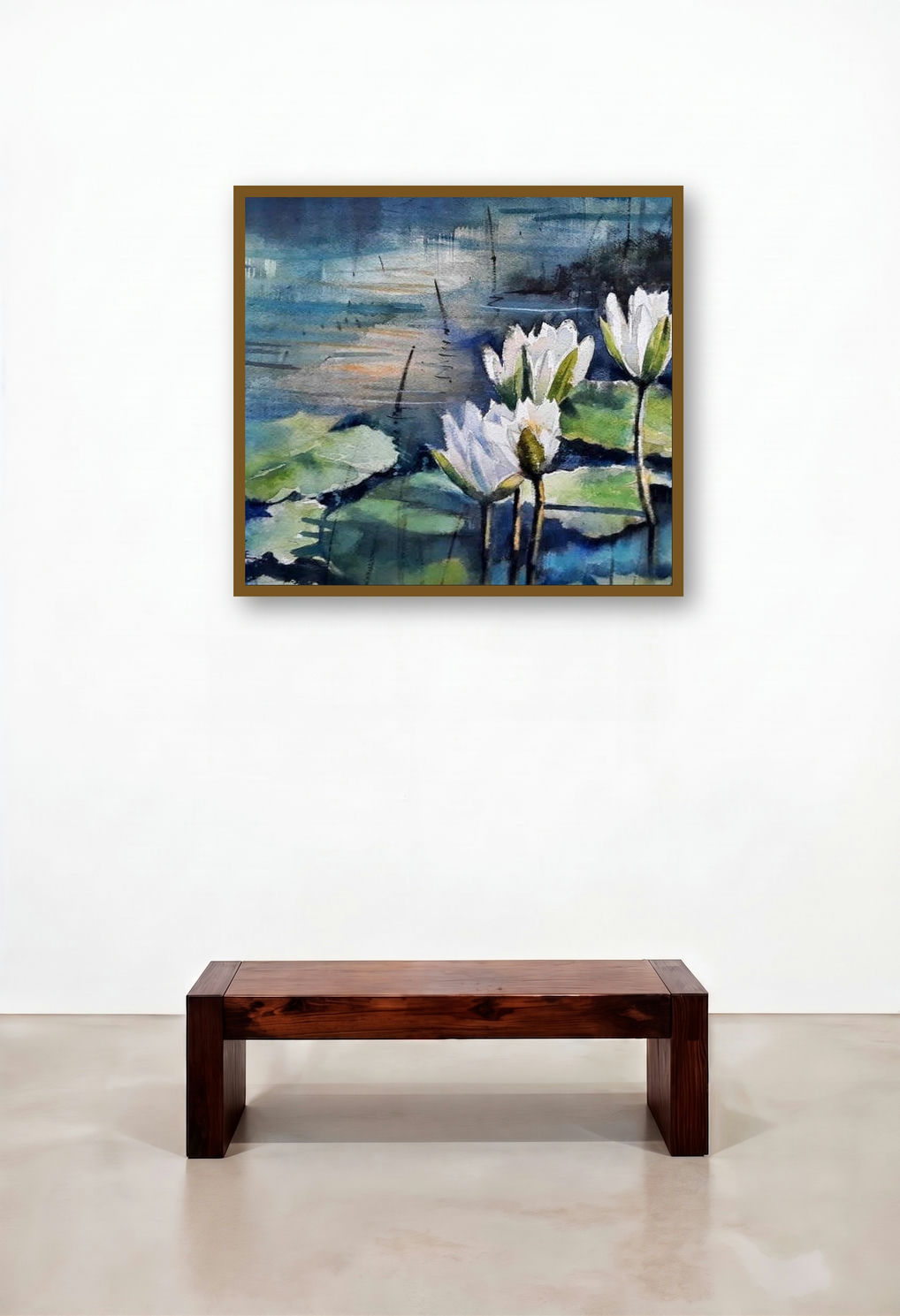 Lotus 2 (Serene Serenity) by artist Jitendra Divte displayed in a Luxury Foyer
