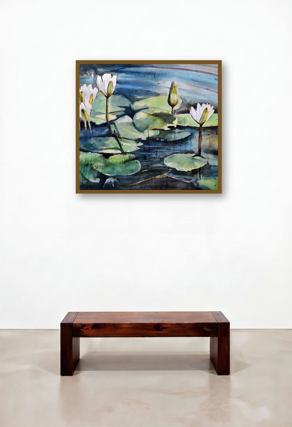 Lotus (Water Lily Serenity) by artist Jitendra Divte displayed in a Eclectic Hotel Suite
