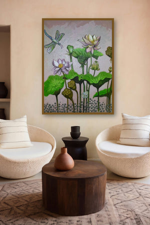 Lotus (Serene Pond) by artist Shyamali Paul displayed in a Contemporary Exhibition gallery