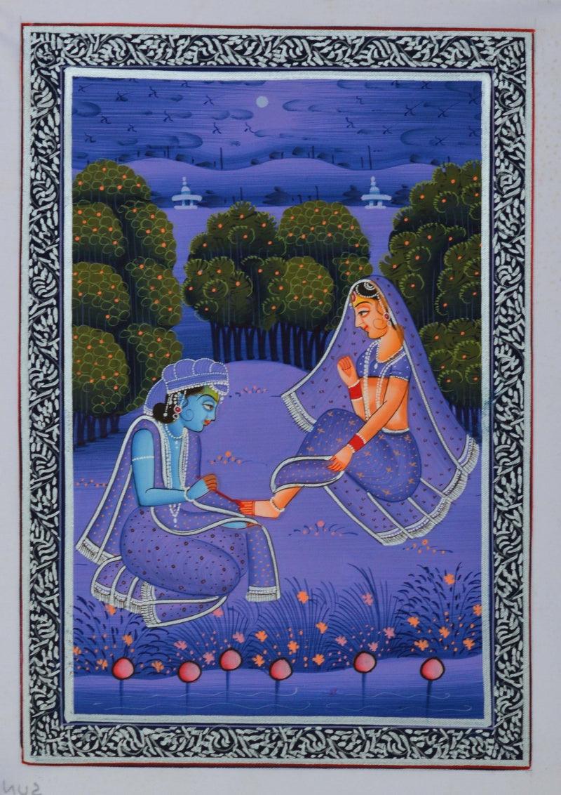 Religious miniature traditional art titled 'Love', 8x6 inches, by artist Unknown on Silk