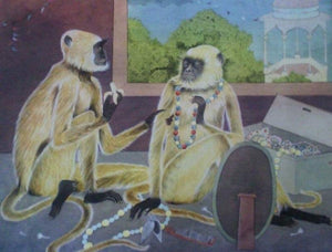 Love by Rina Roy, Original Watercolor Animal Painting on Paper, Medium Horizontal Wall Art