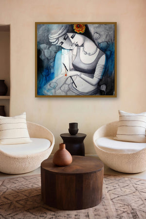 Love (Eternal Embrace: A Celebration of Love) by artist Kamal Nath displayed in a Indian Art gallery