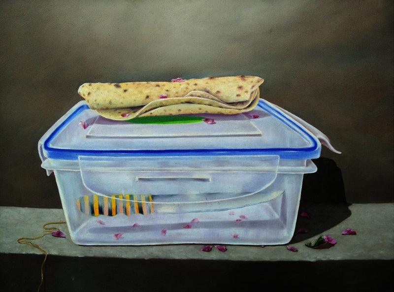 contemporary acrylic painting titled 'Lunch Box', 18x24 inches, by artist Sanjay Kumar on Canvas